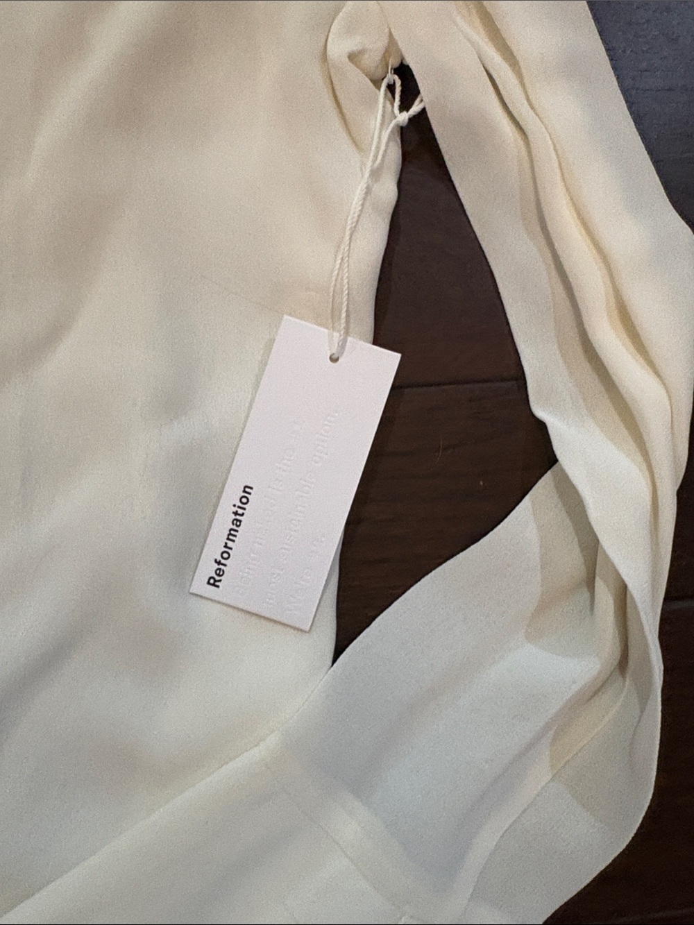 Reformation Cream Button-Front Silk Shirt size large - Picture 7 of 9
